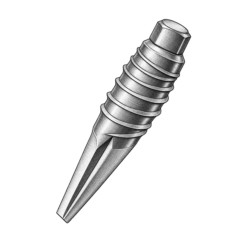 Technische Strichzeichnung zum Bauteiltyp: Metall- Spaltkeil Massivkeil Fällkeil Art. 20-002