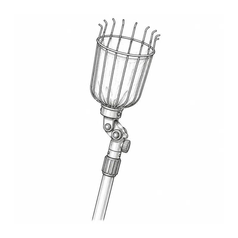Technische Strichzeichnung zum Bauteiltyp: Obstpflücker RG-M mit Gelenk und WOLF Garten multi-star® Klick System