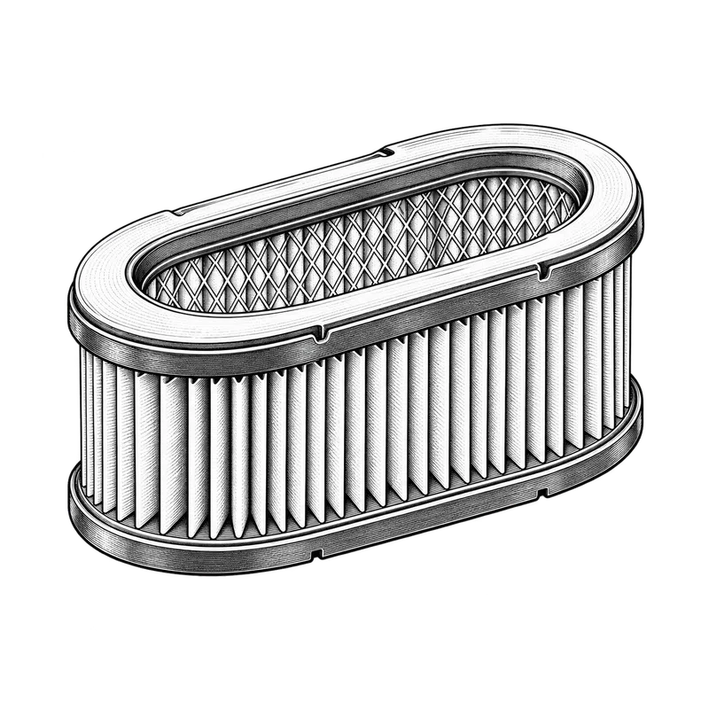 Technische Strichzeichnung zum Bauteiltyp: Luftfilter oval passend für HONDA GX, F; Wacker WP 3.5,