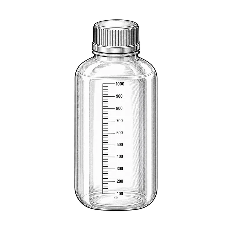 Technische Strichzeichnung zum Bauteiltyp: 2-Takt Mischflasche Art. 6011-X1-0201